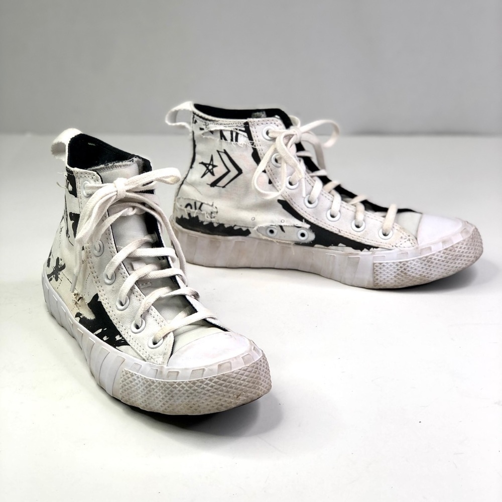 Converse Unt1Tl3D Hi Script Print Black high top sneakers 6